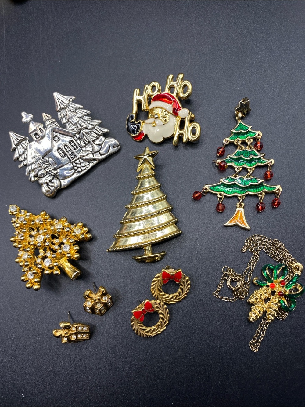 Holiday Jewelry Bundle Christmas Tree Brooches Avon Earrings Trees Necklaces